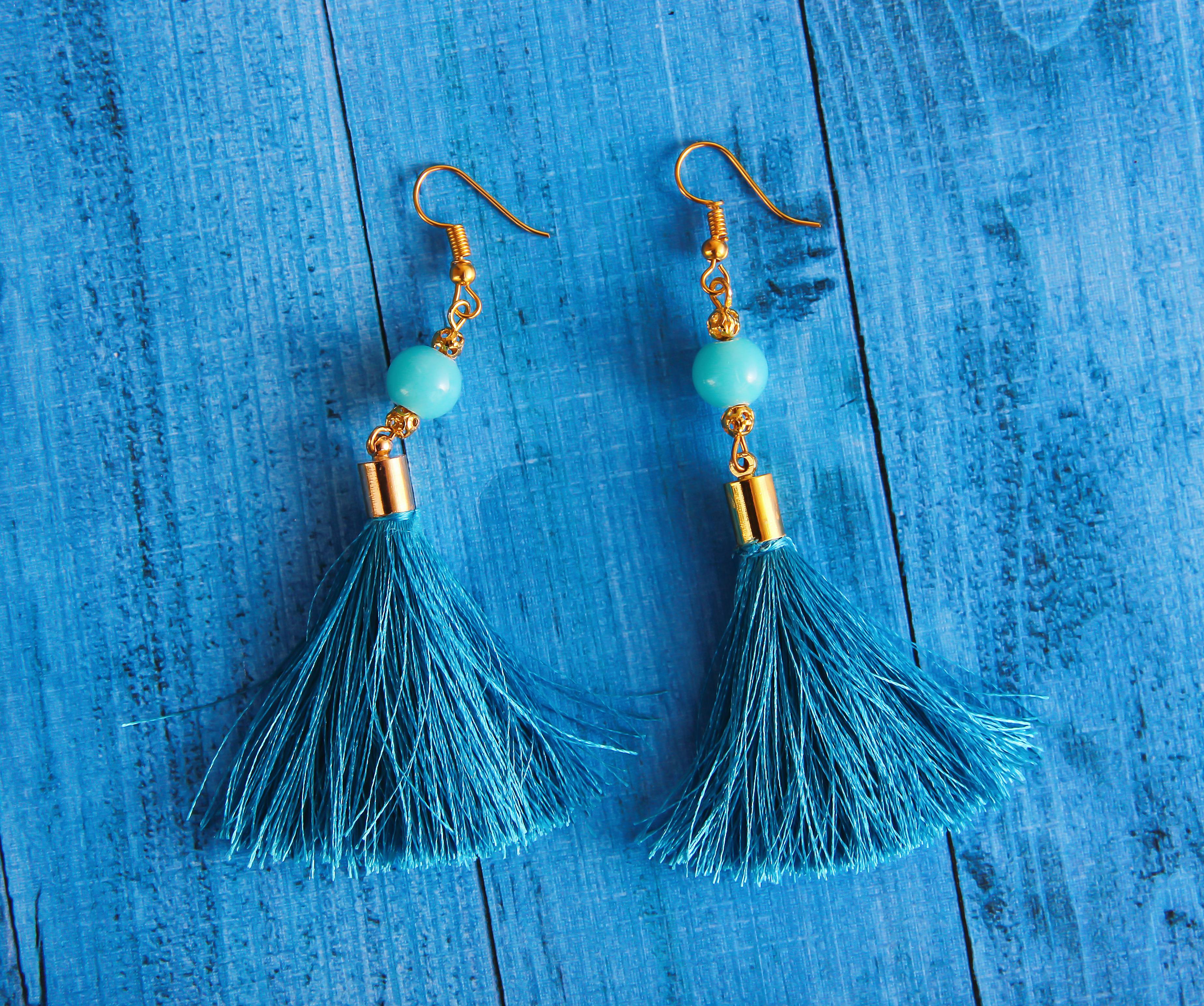 Blue Statement Earrings - Image 1