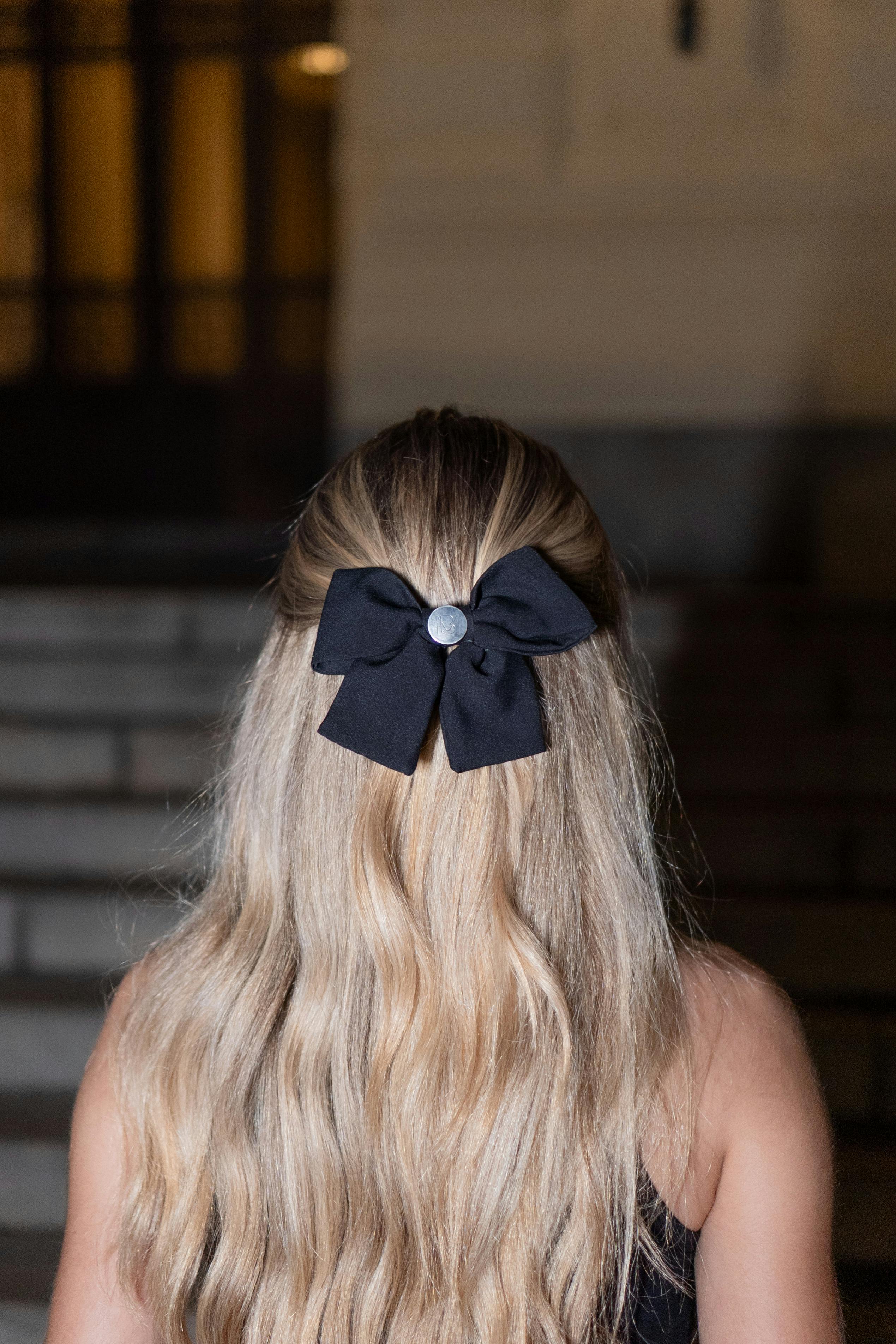 Black & Chrome Hair Bow - Image 1